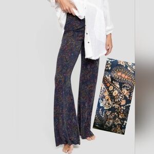 NATURAL LIFE Navy Floral Paisley Wide-Leg Pants